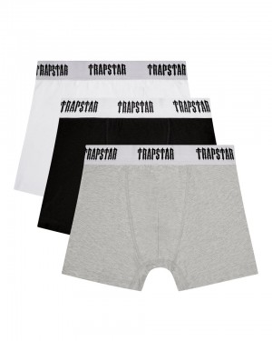 Trapstar 3 Pack Boxer Short Kratasy Panske Čierne Biele Siva Slovensko | Trapstar SK 47953-JNEF