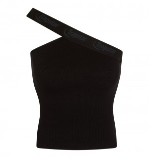 Trapstar Hyperdrive Contrast Stitch One Shoulder Topy Damske Čierne Slovensko | Trapstar SK 71032-HIOB