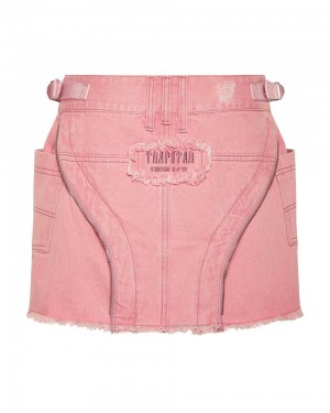 Trapstar Irongate T Denim Zip Detail Mini Sukna Damske Ruzove Slovensko | Trapstar SK 27086-JSIC