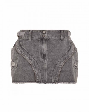 Trapstar Irongate T Denim Zip Detail Mini Sukna Damske Siva Slovensko | Trapstar SK 46178-JTSP