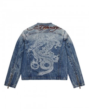 Trapstar PRE-ORDER x Ed Hardy Denim Bunda Panske Modre Slovensko | Trapstar SK 85317-HKAR
