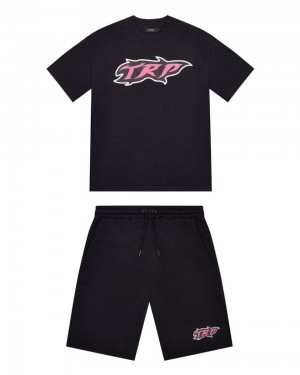 Trapstar TRP Flame Short Set Kratasy Panske Čierne Ruzove Slovensko | Trapstar SK 05372-HBPN