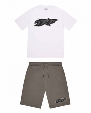 Trapstar TRP Flame Short Set Kratasy Panske Biele Hnedožltý Slovensko | Trapstar SK 28615-QSXM