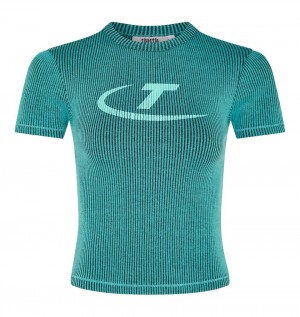 Trapstar Two Tone Rib Tricko Damske Tyrkysové Slovensko | Trapstar SK 15904-YPZH