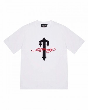 Trapstar x Ed Hardy Ironagte Tricko Panske Biele Slovensko | Trapstar SK 19465-NGKR