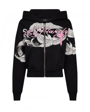 Trapstar x Ed Hardy Mikina s Kapucnou Damske Čierne Ruzove Slovensko | Trapstar SK 51894-RWDE